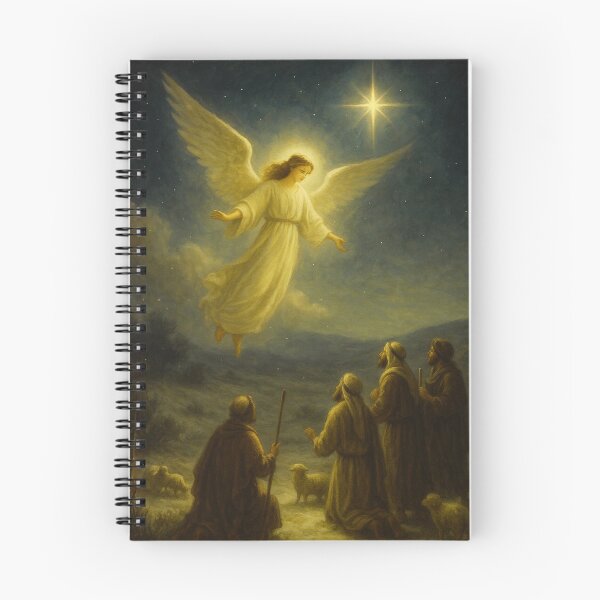Item preview, Heavenly Angel Appears to Shepherds – Nativity Christmas Scene Painting designed and sold by MarketMavenGift.