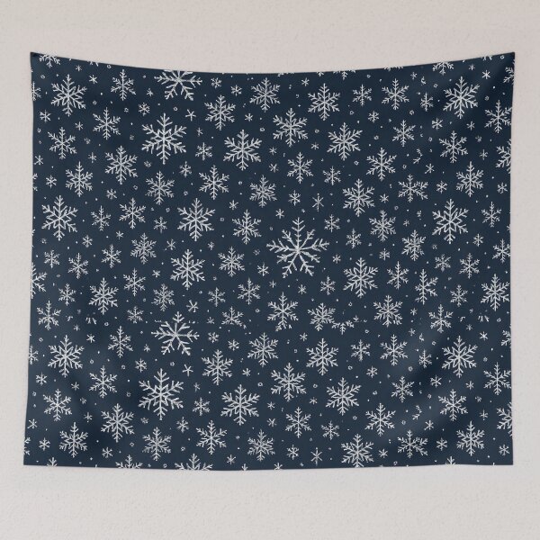 Item preview, White Detailed Snowflakes on Navy designed and sold by SassyArtistry.