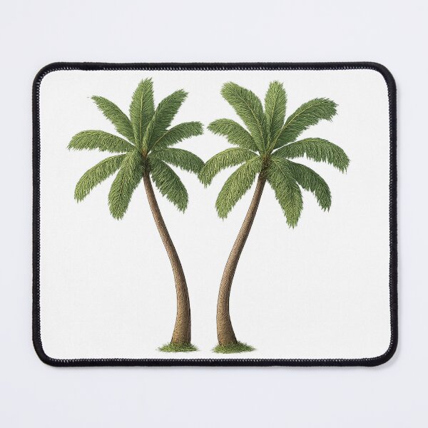 Item preview, Twin Curved Palm Trees – Tropical Realistic Illustration designed and sold by LOSCOLIS.