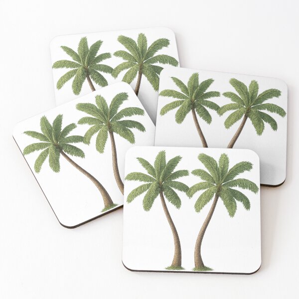 Item preview, Twin Curved Palm Trees – Tropical Realistic Illustration designed and sold by LOSCOLIS.