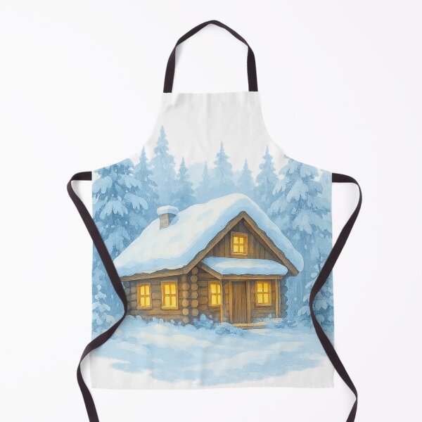 Item preview, Cozy Bright Snow Cabin – Winter Forest Illustration designed and sold by LOSCOLIS.