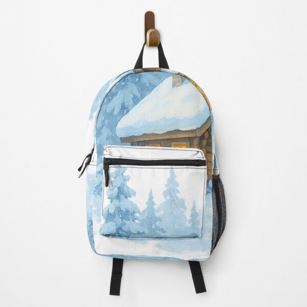 Item preview, Cozy Bright Snow Cabin – Winter Forest Illustration designed and sold by LOSCOLIS.