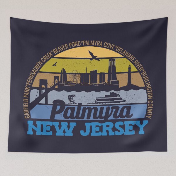 Item preview, Palmyra New Jersey Sunset Retro Vintage Local Pride Logo designed and sold by CRHPOD20.