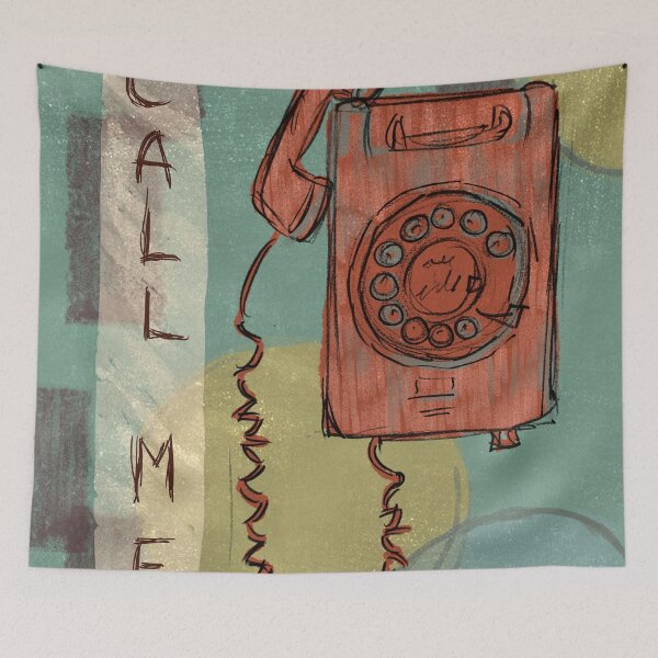 Item preview, Retro Wall Telephone – Groovy 80s “Call Me” Design designed and sold by DanniDan.