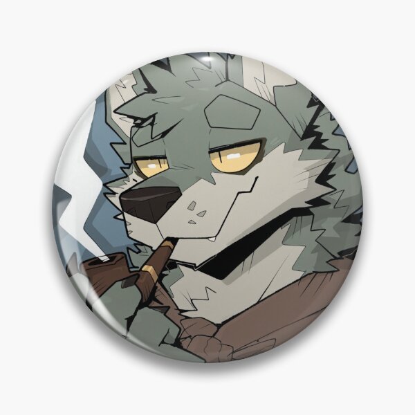 Item preview, Mysterious Grey Wolf Smoking A Wooden Pipe designed and sold by KaMow.