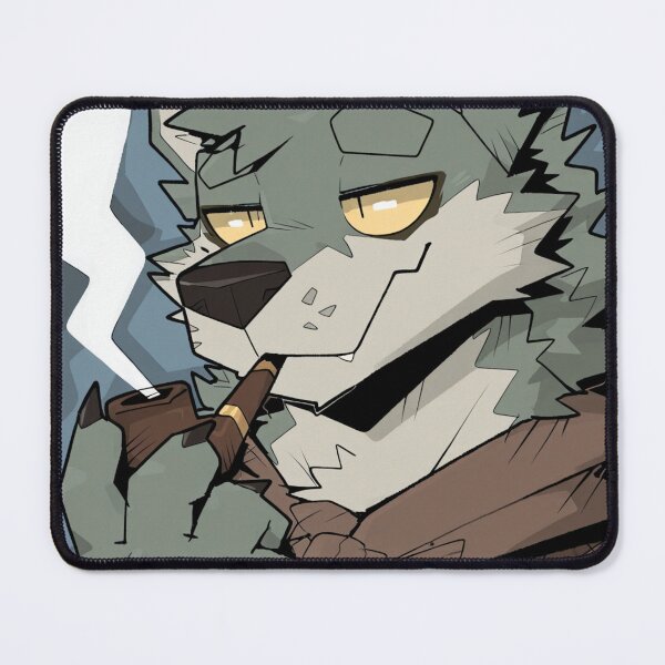 Item preview, Mysterious Grey Wolf Smoking A Wooden Pipe designed and sold by KaMow.