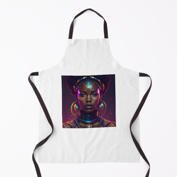 Item preview, Afrofuturistic portrait of a Black woman wearing glowing accessories designed and sold by BestDiz.
