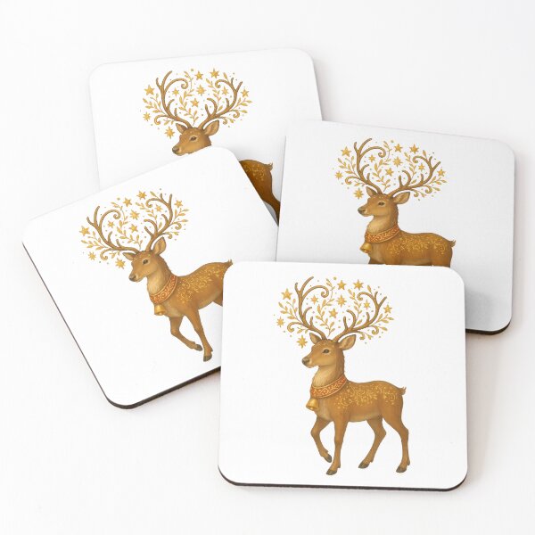Artikelvorschau, Elegantes Goldenes Rentier – Magische Weihnachtsillustration entworfen und verkauft von LOSCOLIS.