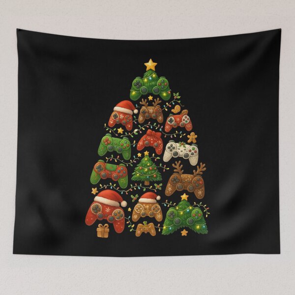 Item preview, Gamer Christmas Tree Controller Lights Holiday Gaming Design designed and sold by DrawHandArt.