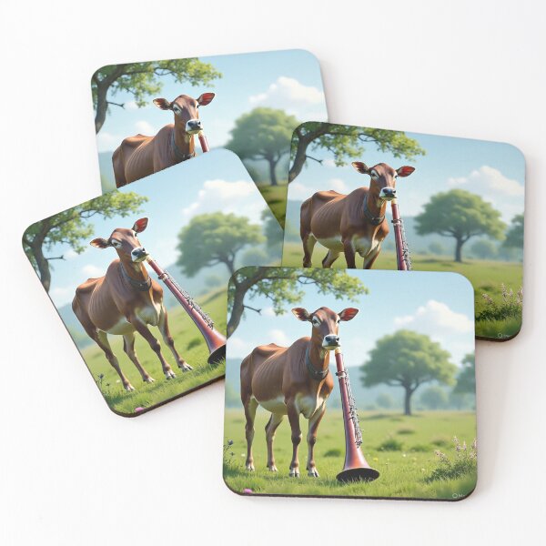 Item preview, Countryside Melody – Cow and Bassoon Illustration designed and sold by TreatLLC.
