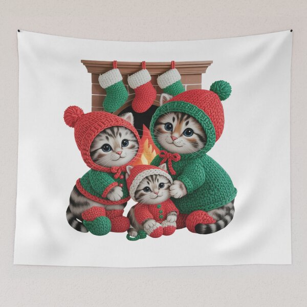 Item preview, Christmas Kitten Family in Point | Cozy Christmas Kittens designed and sold by Polarisofficial.