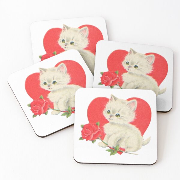 Item preview, Vintage cat with rose and heart  designed and sold by Pixiedrop.