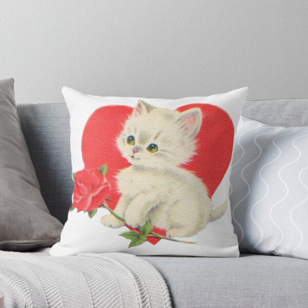 Item preview, Vintage cat with rose and heart  designed and sold by Pixiedrop.