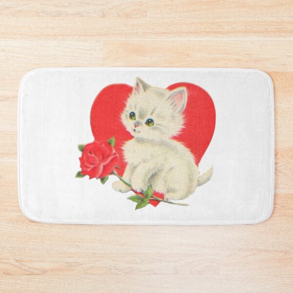 Item preview, Vintage cat with rose and heart  designed and sold by Pixiedrop.