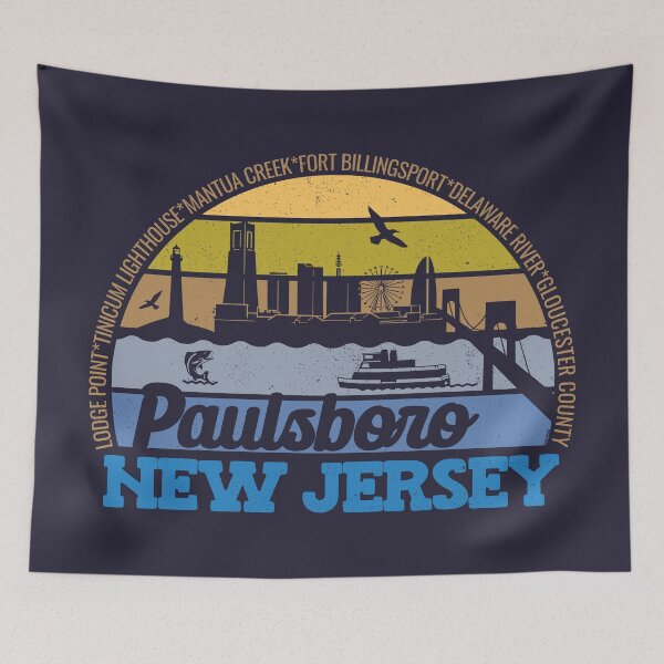Item preview, Paulsboro New Jersey Sunset Retro Vintage Local Pride Logo designed and sold by CRHPOD20.