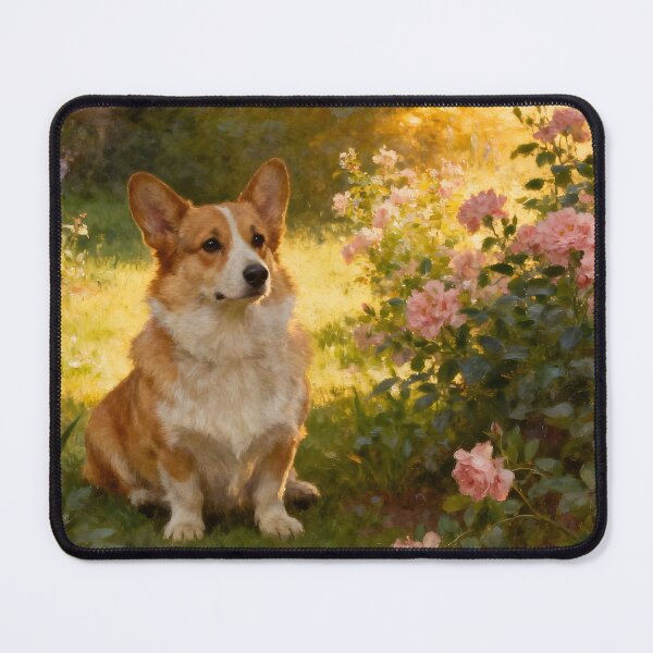 Item preview, Corgi in the Flowers II designed and sold by Silver Calico Studio.