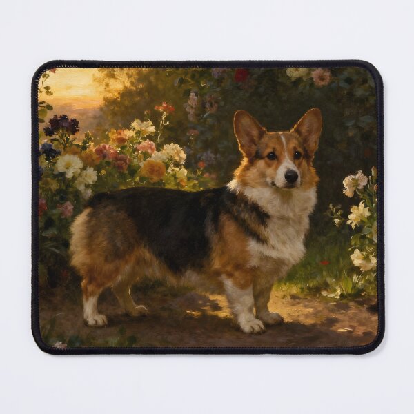 Item preview, Corgi in the Flowers III designed and sold by Silver Calico Studio.