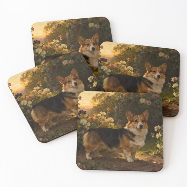 Artikelvorschau, Corgi in den Blumen III entworfen und verkauft von Silver Calico Studio.