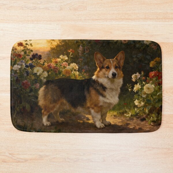 Item preview, Corgi in the Flowers III designed and sold by Silver Calico Studio.