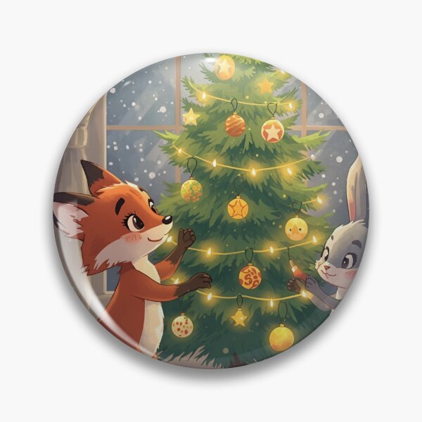 Item preview, Fox & Bunny’s Festive Tree Decorating Time designed and sold by WildlifeWhimsy.