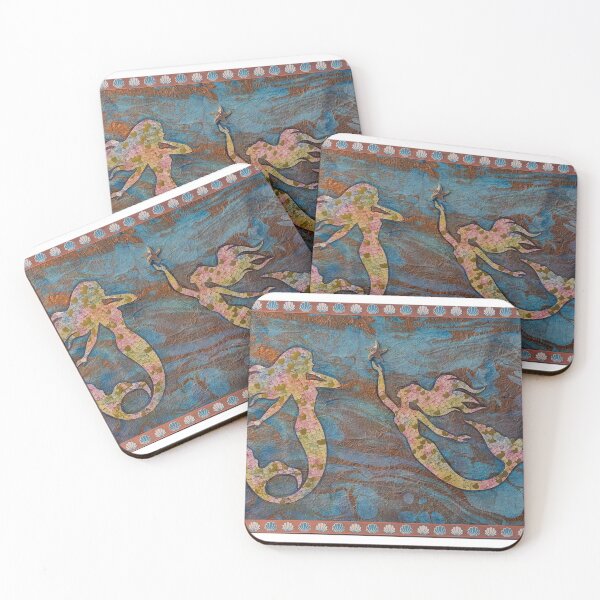 Item preview, Mermaids Frolic Mixed Media Collage designed and sold by Maria Pahno Art.