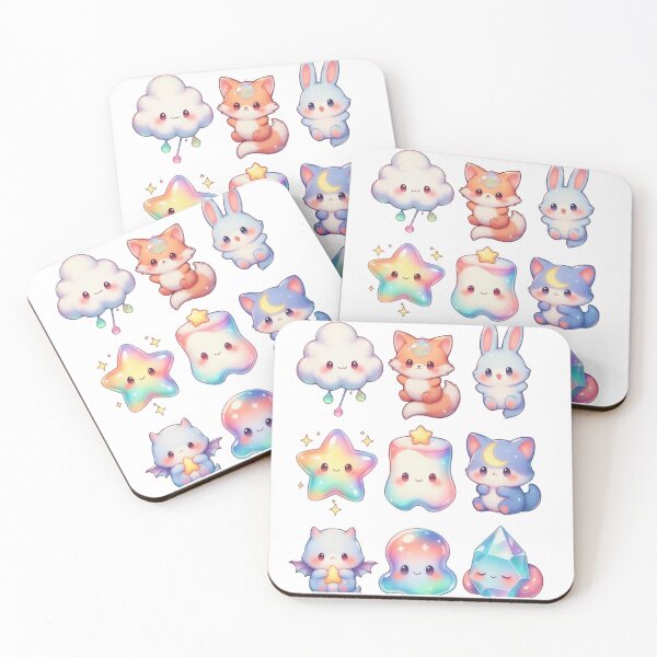 Item preview, Kawaii Pastel Creatures – Cute Fox, Bunny, Star, Cloud & Jelly Characters designed and sold by SuyPrintArt.