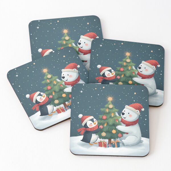 Item preview, Penguin & Polar Bear – Christmas Tree Decorating Fun designed and sold by WildlifeWhimsy.