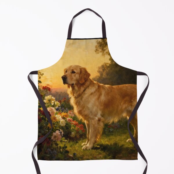 Artikelvorschau, Golden Retriever in den Blumen I entworfen und verkauft von Silver Calico Studio.