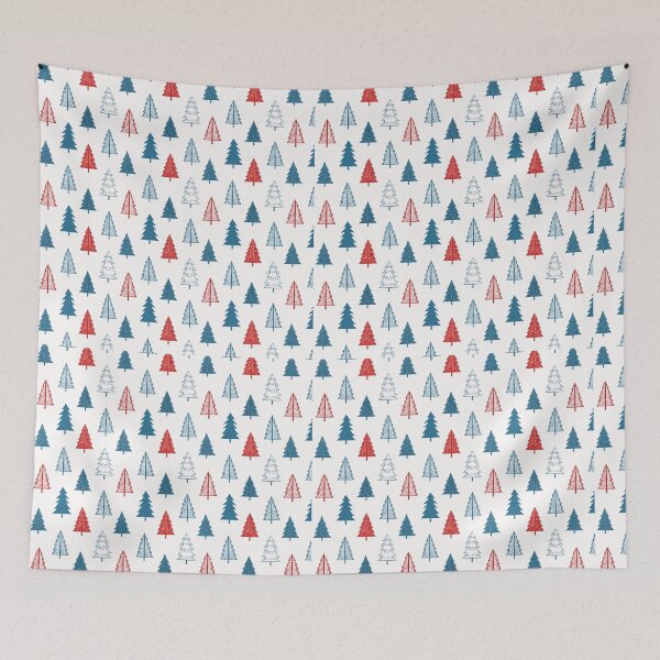 Item preview, Holiday patterns, Minimalist modern pine tree pattern, red, green pine tree handdrawn artwork, winter holiday season  designed and sold by navitalidesign.