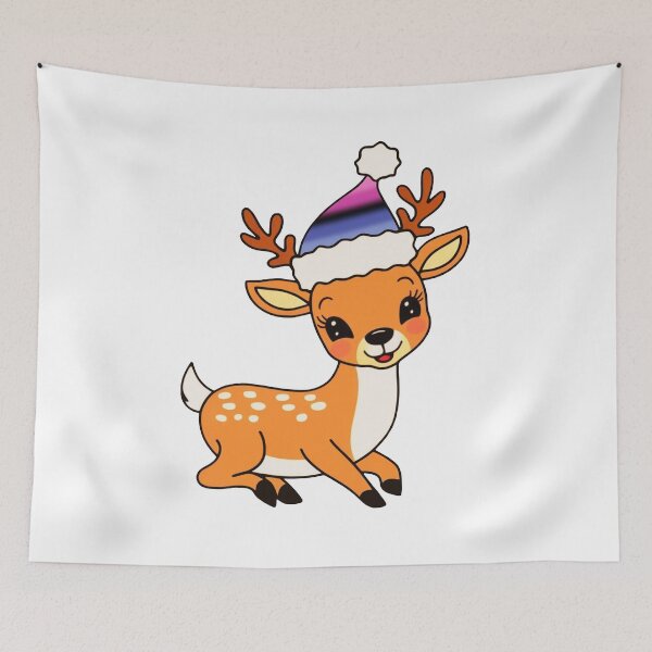 Item preview, Omnisexual Flag Santa Hat Reindeer – Cute LGBTQ Christmas Design designed and sold by Travelslightly.