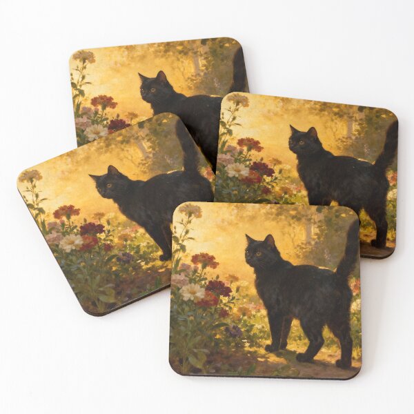 Artikelvorschau, Schwarze Katze im Blumenmeer III entworfen und verkauft von Silver Calico Studio.