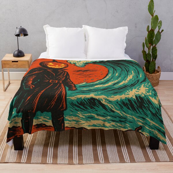 Item preview, Headless Horseman vs The Rising Tide: Retro Halloween Ocean Art designed and sold by TheHorsemanRidesAgain.