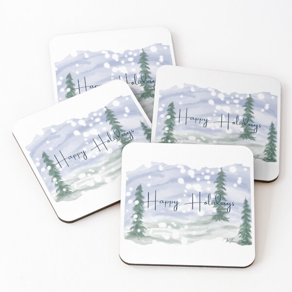 Item preview, Happy Holidays Winter Trees Snowy Landscape designed and sold by TheIndigoMelody.