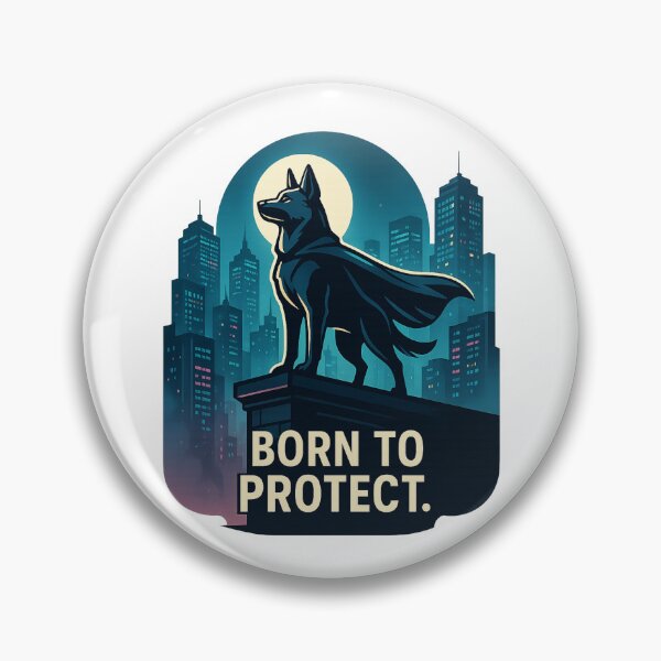 Item preview, Heroic Rooftop Dog – “Born to Protect” Cinematic Neon Night Design designed and sold by PawWave.