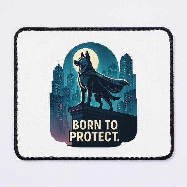 Item preview, Heroic Rooftop Dog – “Born to Protect” Cinematic Neon Night Design designed and sold by PawWave.