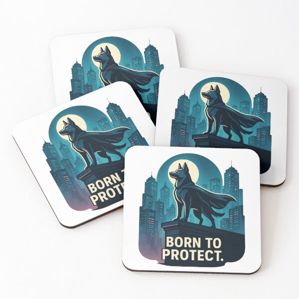 Item preview, Heroic Rooftop Dog – “Born to Protect” Cinematic Neon Night Design designed and sold by PawWave.