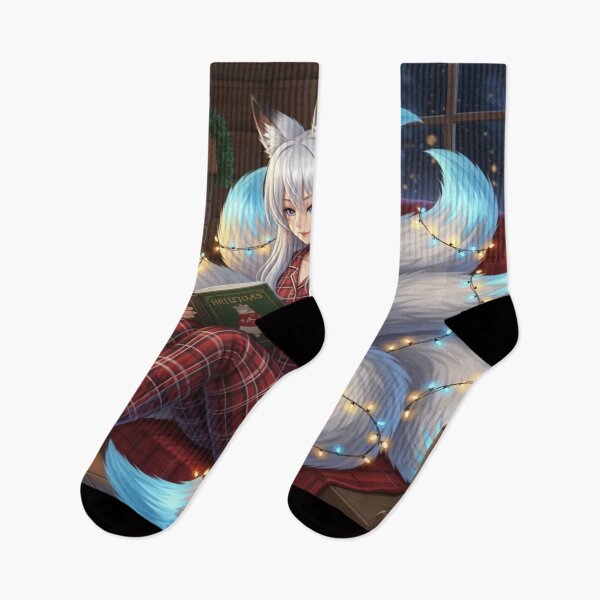 Item preview, Cozy Anime Kitsune Reading in Pajamas by Fireplace designed and sold by dewaaliverse.
