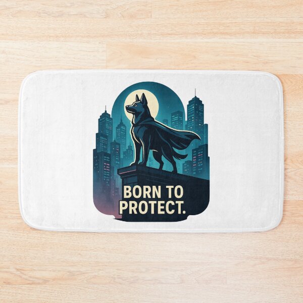 Item preview, Heroic Rooftop Dog – “Born to Protect” Cinematic Neon Night Design designed and sold by PawWave.