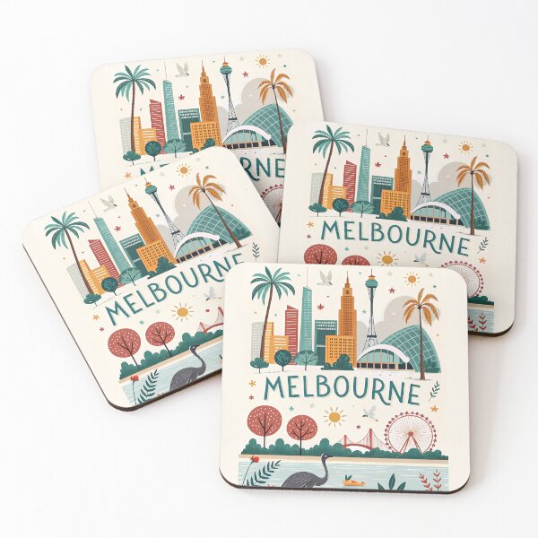 Item preview, Colorful Melbourne Cityscape – Australia Nature & Landmarks Art designed and sold by Witsprings.
