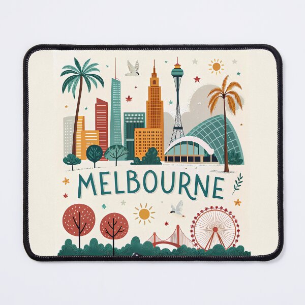 Item preview, Colorful Melbourne Cityscape – Australia Nature & Landmarks Art designed and sold by Witsprings.