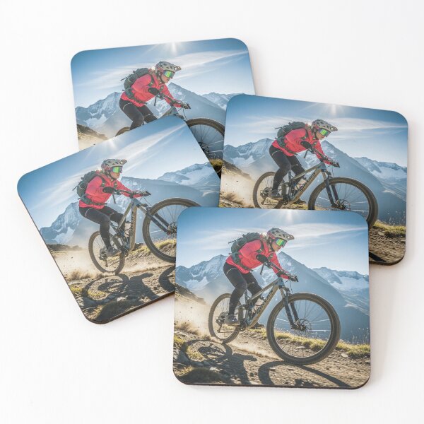 Item preview, Rugged Alpine Trail Ridden by Fearless Female Biker. designed and sold by Hinson MTB Visuals.