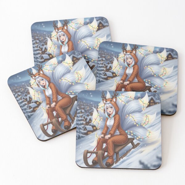 Item preview, Cute Anime Kitsune Sledding in Onsie Pajamas designed and sold by dewaaliverse.