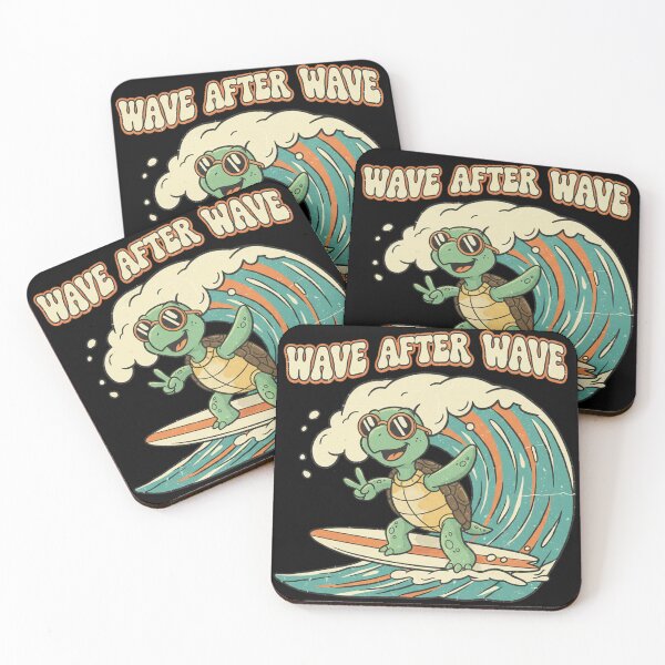 Item preview, Wave After Wave Surfing Turtle  Retro 70s Summer Surf Design designed and sold by DIRTYSKETCHH.