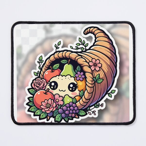 Item preview, Happy Kawaii Cornucopia – Cute Thanksgiving Harvest Sticker designed and sold by QurekaStudio.