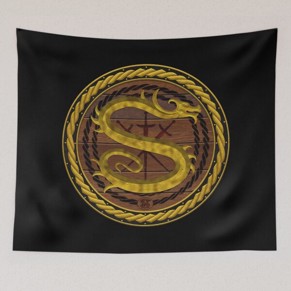 Item preview, Letter S of the Dragonfont Initial Capital Monogram on Shield Frame Gold 2 designed and sold by Swabcraft.