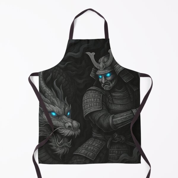 Item preview, Shadow Samurai With Black Smoke Dragon – Dark Japanese Fantasy Art designed and sold by leen12 Art Designs Prints.