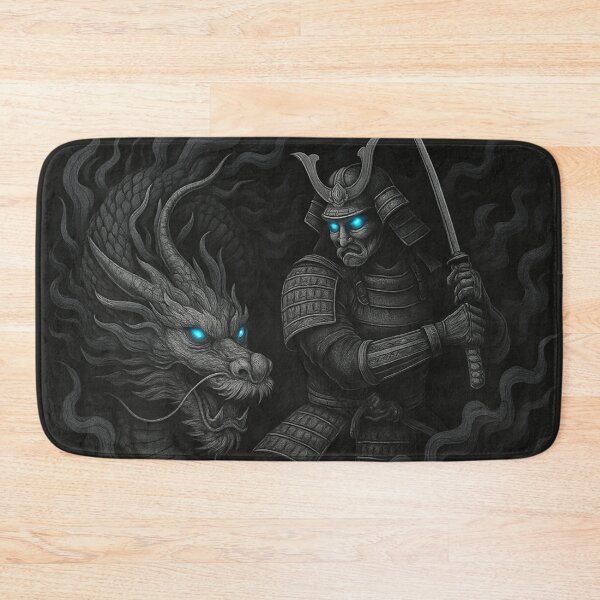 Item preview, Shadow Samurai With Black Smoke Dragon – Dark Japanese Fantasy Art designed and sold by leen12 Art Designs Prints.