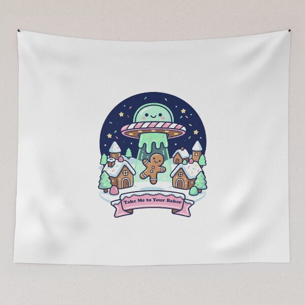 Item preview, Take Me to Your Baker — Gingerbread UFO Kawaii Christmas designed and sold by gstevensonart.