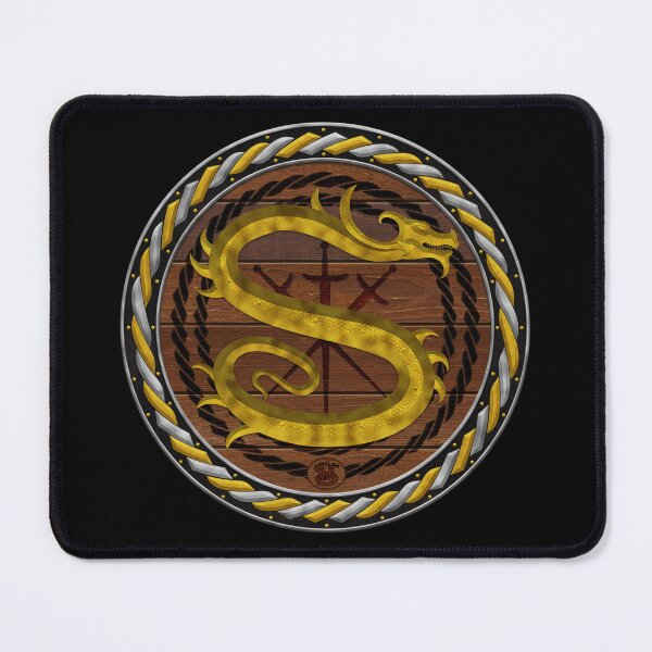 Item preview, Letter S of the Dragonfont Initial Capital Monogram on Shield Frame Gold and Silver 2 designed and sold by Swabcraft.
