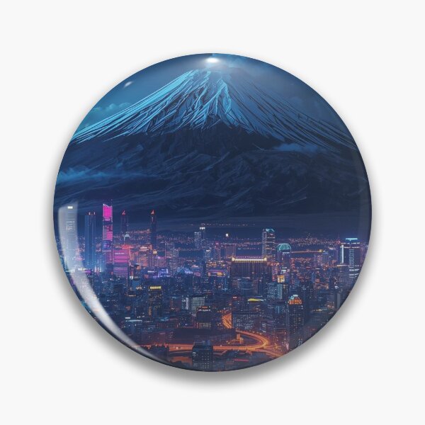 Artikelvorschau, „Cyberpunk Fuji – Neon Skyline Nightscape“ entworfen und verkauft von ZenPop Art.